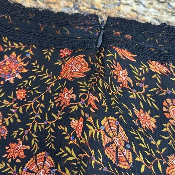 Caroline Charles Boho Vintage Silk Floral Print Beaded Dress Size 16-20 - Picture 6 of 9